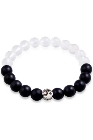 Kuzzoi Bead-Armband-Set Yin Yang Bead Onyx Kristall Perlen 925 Silber, Yin und Yang - Verkäufer: JULIE & GRACE GmbH