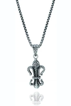 Karisma Kette mit Anhänger Edelstahl Kettenanhänger XL Bourbonische Lilie Oxidiert, Edelstahlkette 4mm Durchmesser - 55.0 Zentimeter - Verkäufer: Schmuck