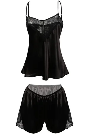 DKaren Pyjama Nachtwäsche-Set mit weicher Spitze in edlem Satin-Look, kurz Damen - Verkäufer: Firstclass Trendstore