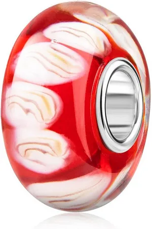Materia Bead Glasperle Punkte Weiß 1401, Kern aus 925 Sterling Silber - Verkäufer: Schmuck