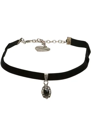 Alpenflüstern Choker Trachten-Samt-Kropfband Trachten-Stein (schwarz), - nostalgische Trachtenkette enganliegend, Kropfkette elastisch, eleganter Damen-Trachtenschmuck, Samtkropfband schmal - Verkäufer: