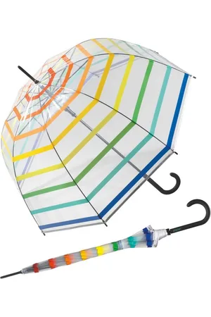 Benetton Langregenschirm Glockenschirm mit Automatik transparent Regenbogen, voller Druchblick mit diesem durchsichtigen Kuppelschirm - Verkäufer: RS-Versand