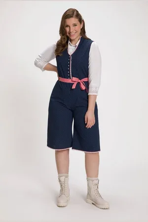 Ulla Popken Funktionshose Trachten-Jumpsuit Pünktchen Spitze weites Bein - Verkäufer: Popken Fashion Group