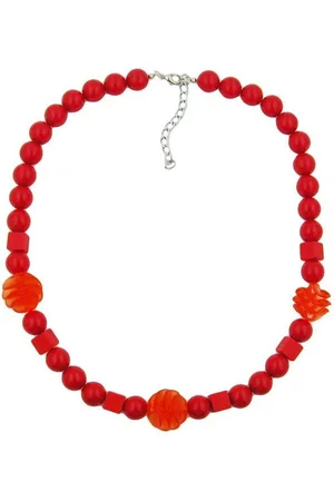 GALLAY Perlenkette 20mm 3x Spiralperle Kunststoff transparent und rote Perlen 52cm (1-tlg) - Verkäufer: Cats Collection