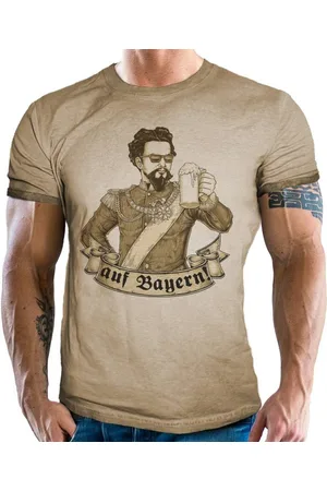 LOBO NEGRO Trachtenshirt für echte Bayern Fans - im washed vintage retro used Look: Auf Bayern! - Verkäufer: RAHMENLOS®