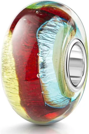 Materia Bead Glasperle Glitzerfolie Rot Gelb Blau 563, Kern aus 925 Sterling Silber - Verkäufer: Schmuck