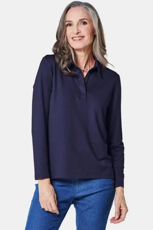 GOLDNER Poloshirt Langarm Poloshirt mit Schmuckband an Knopfleiste - Verkäufer: