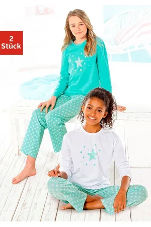 Petite Fleur Pyjama (Set, 4 tlg., 2 Stück) in langer Form mit Sternen Print