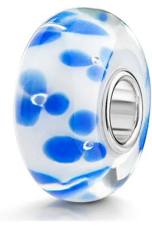 Materia Bead Glasperle Blumen / Blüten Muster Weiß 544, Kern aus 925 Sterling Silber - Verkäufer: Schmuck