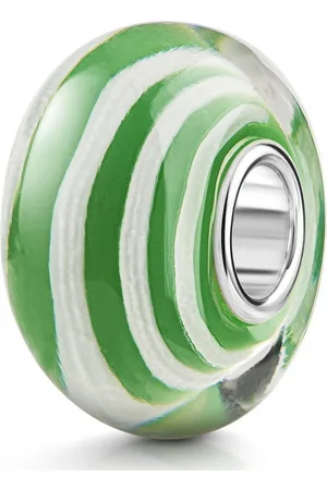 Materia Bead Glasperle Streifen Muster Candy Bonbon Weiß 532, Kern aus 925 Sterling Silber - Verkäufer: Schmuck