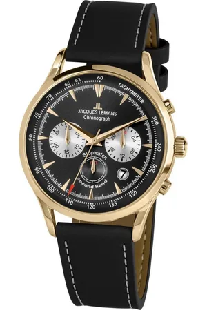 Jacques Lemans Chronograph Retro Classic, 1-2068I, Quarzuhr, Armbanduhr, Herrenuhr, Datum, Lederarmband