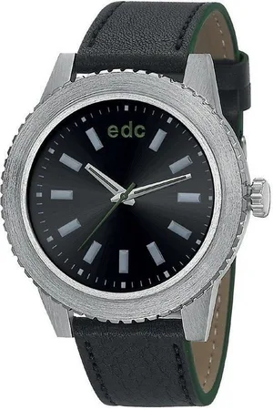 ESPRIT Quarzuhr Legacy Wheel Midnight Black, aus Edelstahl, Lederband, Schwarz, Silber, Dornschließe - Verkäufer: Gigandet