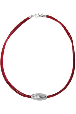 GALLAY Perlenkette Kunststoffperle Rillenolive chromfarben glänzend Velourband 42cm (1-tlg) - Verkäufer: Cats Collection