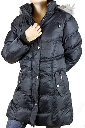 AvaMia Wintermantel Damen Wintermantel Fell Kapuze 1750 Flauschigen Fleece Innenfutter Blau Braun Jacke Damenmantel Damenwintermantel Fellkapuze - Verkäufer: PEROYORK