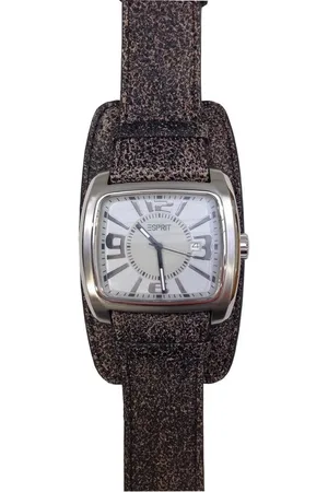 ESPRIT Quarzuhr Montre Wild Grey, aus Edelstahl, Lederband, Grau, Silber, Datumsanzeige - Verkäufer: Gigandet