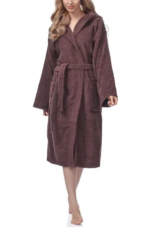 Ladeheid Bademantel Damen Frottee Bademantel aus 100% Baumwolle LA40-102, Langform, Baumwolle, Kapuze, elastischer Bund - Verkäufer: HISERT