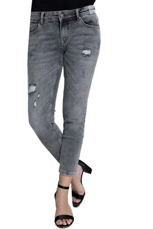 Zhrill Mom-Jeans Jeans ANITA Grey Damen Momjeans 7/8 Cropped 5 Pocket Vintage Slim Fit Anita - Verkäufer: Trenddeal GmbH