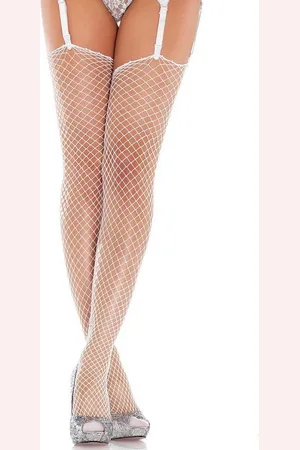 Leg Avenue Strapsstrümpfe Netz-Strümpfe Straps-Strümpfe - (1-Paar) elastischer Netz-Stoff - Verkäufer: Sandritas