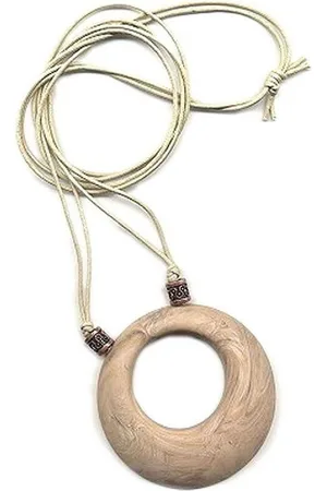 GALLAY Kette mit Anhänger Kunststoff Ring horn-marmoriert Kordel natur 80cm (1-tlg) - Verkäufer: Cats Collection