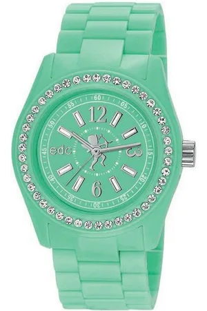 ESPRIT Quarzuhr Disco Glam Frosty Green, aus Kunststoff, Edelstahlboden, Türkis, Zirkonia, Faltschließe - Verkäufer: Gigandet