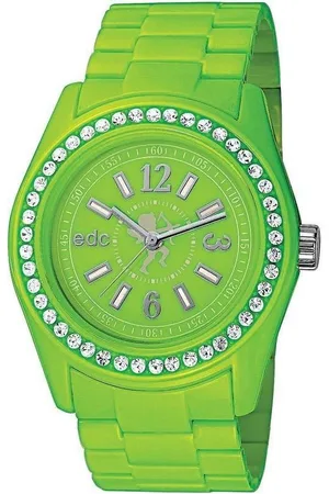 ESPRIT Quarzuhr Disco Glam Waterfall Green with Stones, aus Kunststoff, Edelstahlboden, Grün, Zirkonia, Faltschließe - Verkäufer: Gigandet