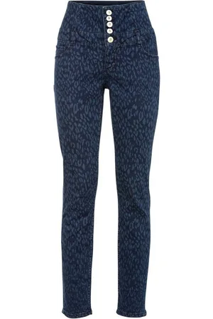 Yeset Chinohose Skinny Jeans Hose hoher Bund Leo Print dunkelblau 34 911979 - Verkäufer: Shop