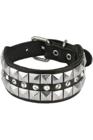 Bungsa Bauchketten und Fußketten Set Armband Nieten und Strass aus Kunstleder Unisex (1-tlg), Armband Unisex - Verkäufer: