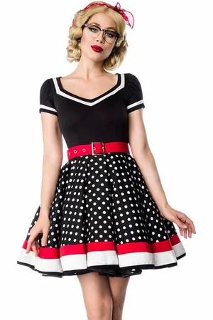 Belsira A-Linien-Kleid 50er Jahre Pin Up Rockabilly Kleid Jersey Retrokleid Minikleid - Verkäufer: Tomshop24-7