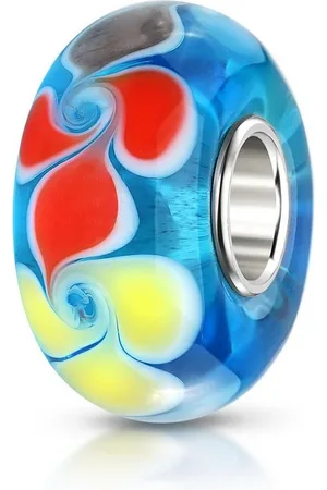 Materia Bead Glasperle Wirbel Muster Rot Gelb 1003, Kern aus 925 Sterling Silber - Verkäufer: Schmuck