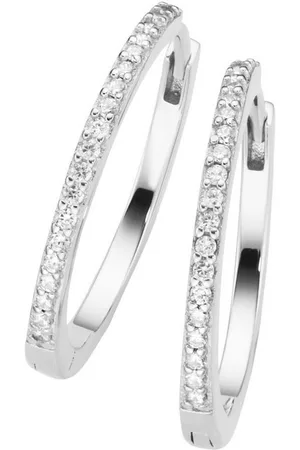 Giorgio Martello Paar Creolen mit Zirkonia, Silber 925