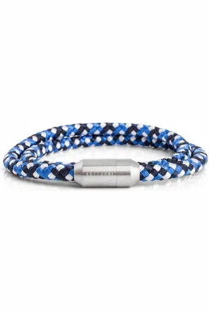 Akitsune Armband Mare Nylon Bracelet Mattsilber - Blau-Weiß 20 cm - Verkäufer: Blackskies