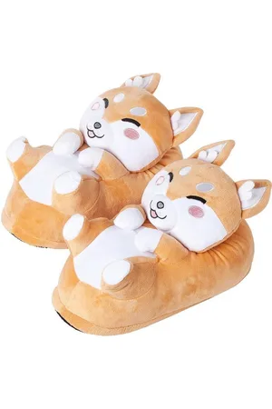 corimori Tier Pantoffeln für Erwachsene Einheitsgröße 34-44 Plüsch Hausschuhe (Packung) EU Einheitsgröße 34-44, Akito der Shiba Inu, für Kinder und Erwachsene - Verkäufer: GmbH