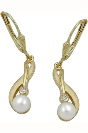 GALLAY Paar Ohrhänger Ohrhänger Ohrringe 30x6mm Süßwasserzuchtperle Zirkonia 9Kt GOLD (1-tlg) - Verkäufer: Cats Collection