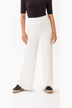 Les Lunes Stoffhose MICHELLE Rib Wide Leg LENZING™ ECOVERO™ Viskose, femininer Chic, gerades weites Bein,bequem - Verkäufer: GoJungo GmbH