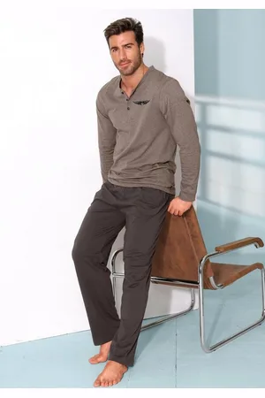 AUTHENTIC LE JOGGER Pyjama Schlafanzug für Herren (2 tlg., 1 Stück) mit Knopfleiste