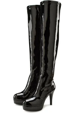 Lascana High-Heel-Stiefelette mit Plateau, Overkneestiefel in erotischer Lack-Optik