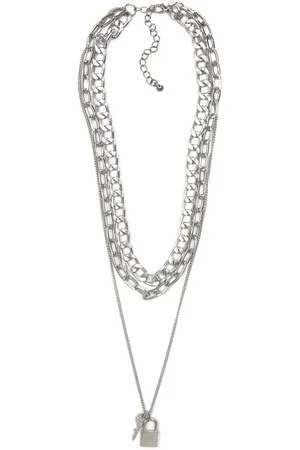Firetti Kette mit Anhänger Halsschmuck Layering-Look Panzerkette Schloß Schlüssel