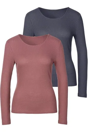 Lascana Langarmshirt in modischer Piqué-Optik (2er-Pack) aus pflegeleichter Qualität mit Viskose