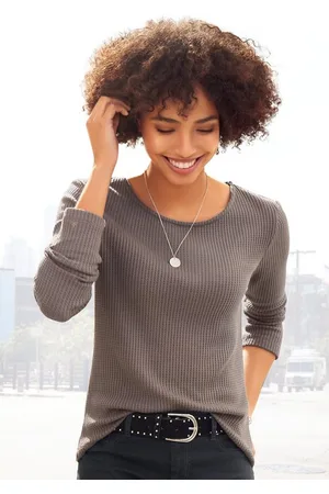 Lascana Langarmshirt in modischer Piqué-Optik aus pflegeleichter Qualität mit Viskose