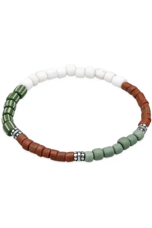 Kuzzoi Bead-Armband-Set Glass Beads Weiß-Braun 925 Silber, Boho - Verkäufer: JULIE & GRACE GmbH