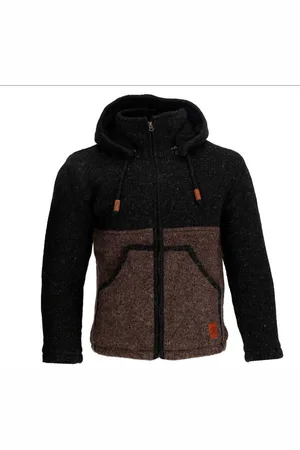 Kunst und Magie Kapuzenstrickjacke Strickjacke Wolle Bunte Patchwork Jacke Fleecefutter abnehmbare Kapuze - Verkäufer:
