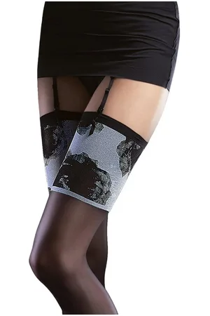 Fiore di Lucia Milano Strapsstrümpfe Sensual (Packung, 1 Paar) sinnliche Strapsstümpfe 20DEN mit Rosenmuster - Verkäufer: chic4home
