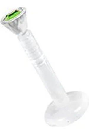 Karisma Nasenpiercing Labret Bioplast Lippen Piercing Aufsatz Transparent Kristall, Stein 2,2mm - Peridot - Verkäufer: Schmuck