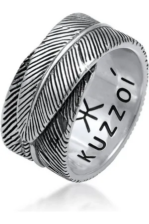 Kuzzoi Silberring Herren Feder Vintage Trend Massiv 925 Silber, Feder - Verkäufer: JULIE & GRACE GmbH