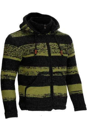 Kunst und Magie Kapuzenstrickjacke Strickjacke Wolle Bunte Patchwork Jacke Fleecefutter abnehmbare Kapuze - Verkäufer:
