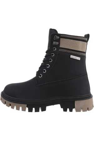 Ital-Design Damen Schnürschuhe Military Stiefelette Blockabsatz Plateaustiefeletten in - Verkäufer: