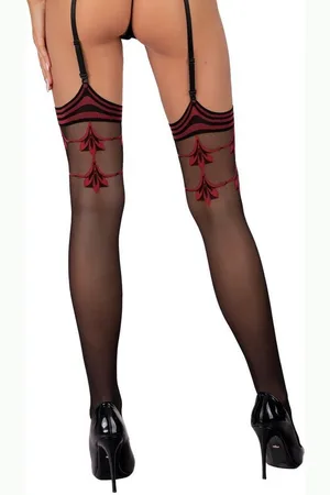 LivCo Corsetti Strapsstrümpfe Straps-Strümpfe mit elegantem Muster - , rot - Verkäufer: Sandritas