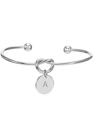 Bungsa Armband Buchstaben Armreifen aus Messing Silber Unisex (1 Armband, 1-tlg), Bracelet Armschmuck - Verkäufer: