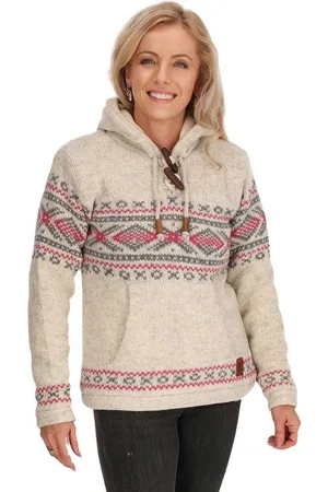 Kunst und Magie Kapuzenstrickjacke Hoodie Ski-Pullover gefüttert Wolljacke Strickpullover Norwegermuster - Verkäufer: