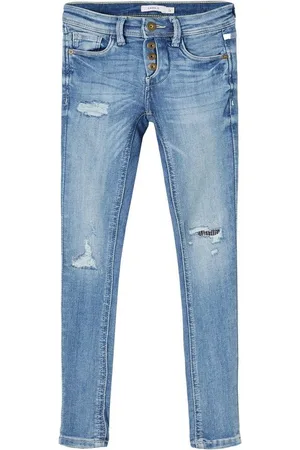 NAME IT Skinny-fit-Jeans Jungen Skinny Jeans mit Destroyed-Details Light Blue Denim 164 - Verkäufer: Schnubby-de